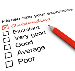 Survey form with a tick placed in Outstanding checkbox
